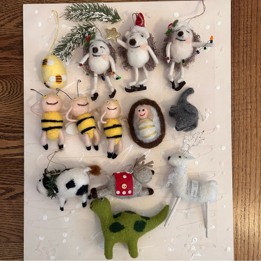 Bundle  of fluffy Christmas ornaments